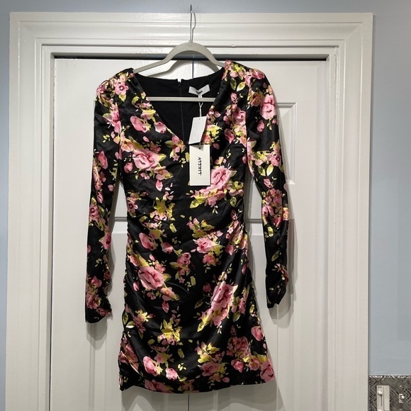 LIKELY - GABRIELA x Revolve Dress Party Cocktail | Satiny Floral Black 3541 BS - Picture 10 of 16